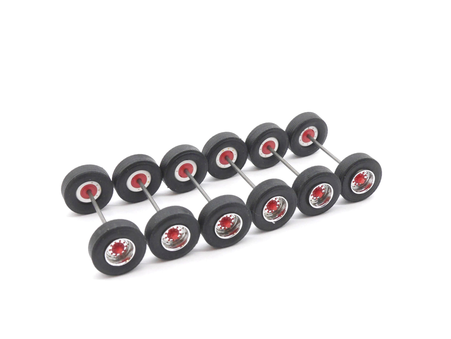 1:87 ST-0461 Scaletrucks 6x Radsatz Auflieger chrom/rot montiert