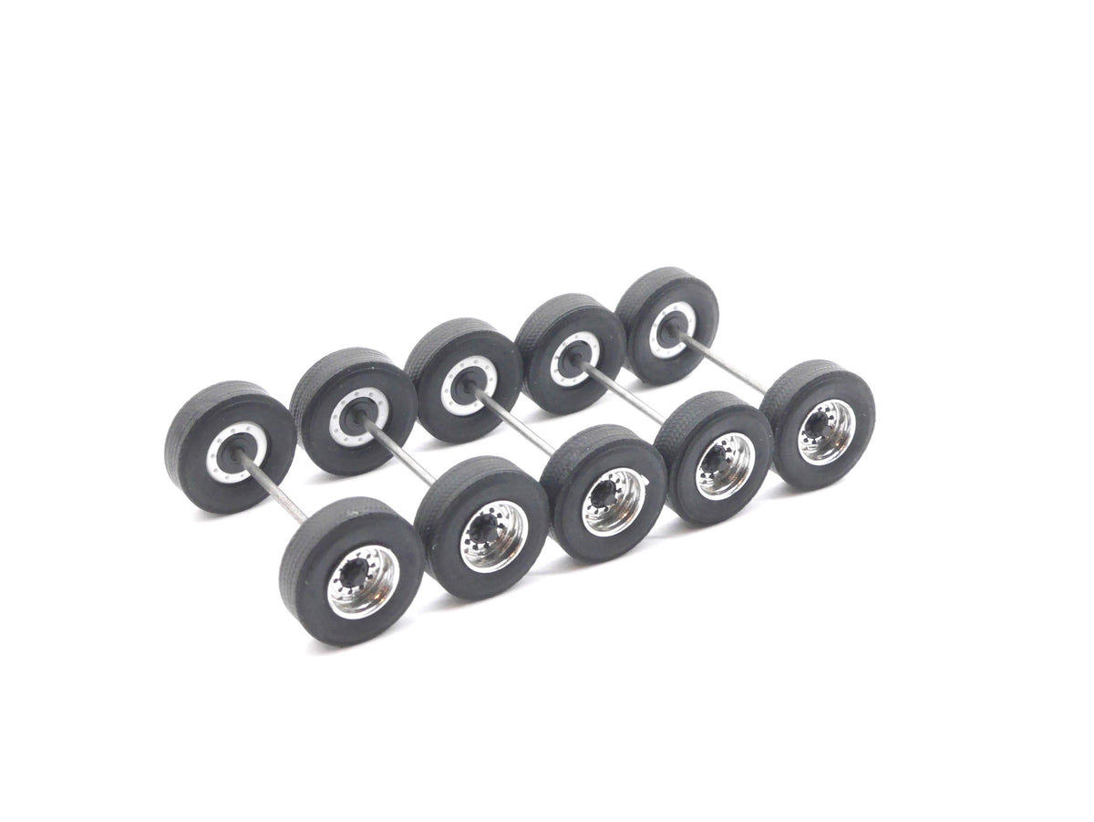 1:87 ST-0463 Scaletrucks 5x Radsatz Auflieger chrom/schwarz montiert