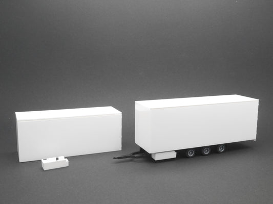 1:87 ST-0211 Kibri Bausatz 2x Koffer Aufbau und Volumen Tridem Anhänger mit Kühlaggregaten weiß